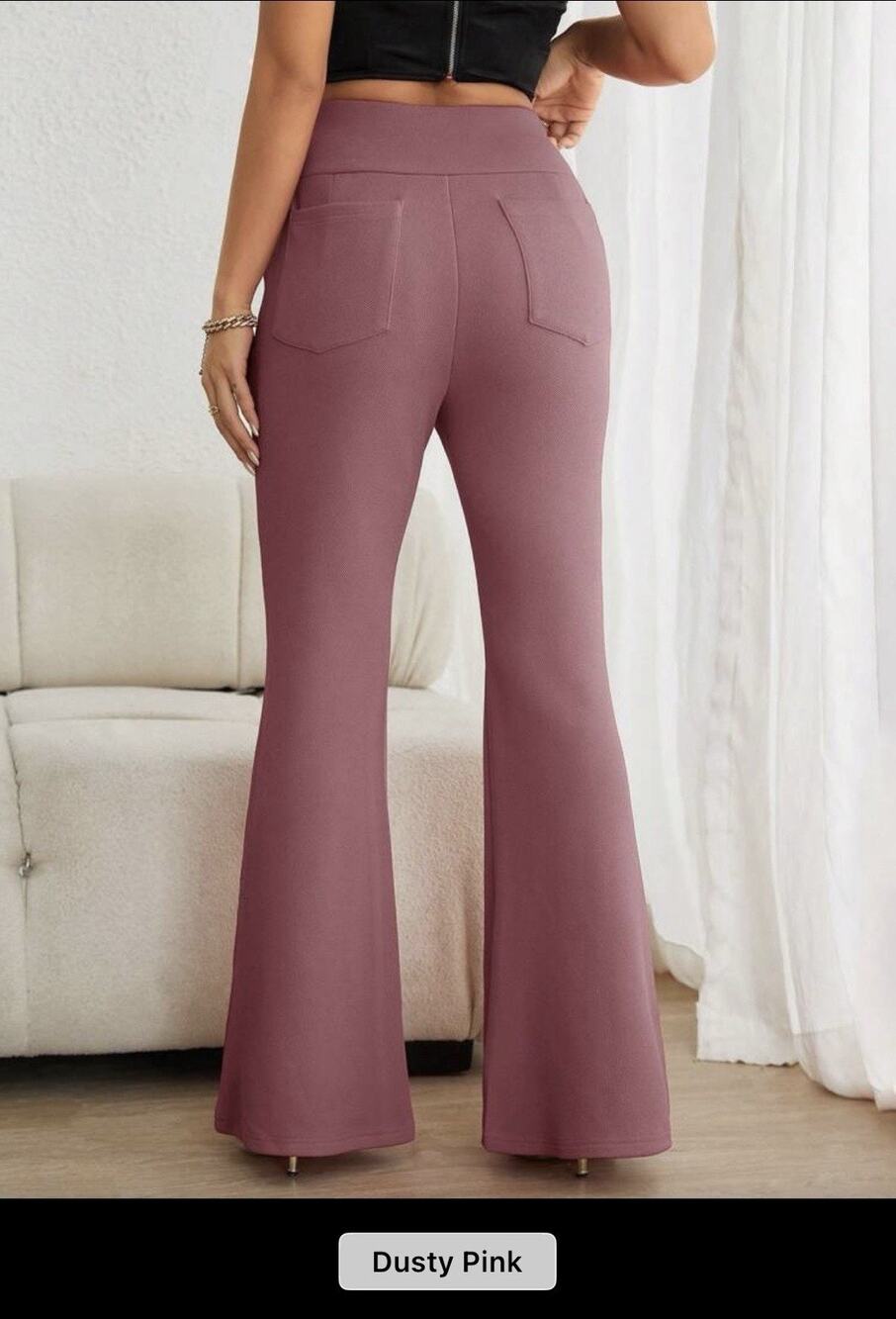 SHEIN Pants Sz 8 Flare Crepe Pant Dusty Mauve Pink Medium Large Read Description